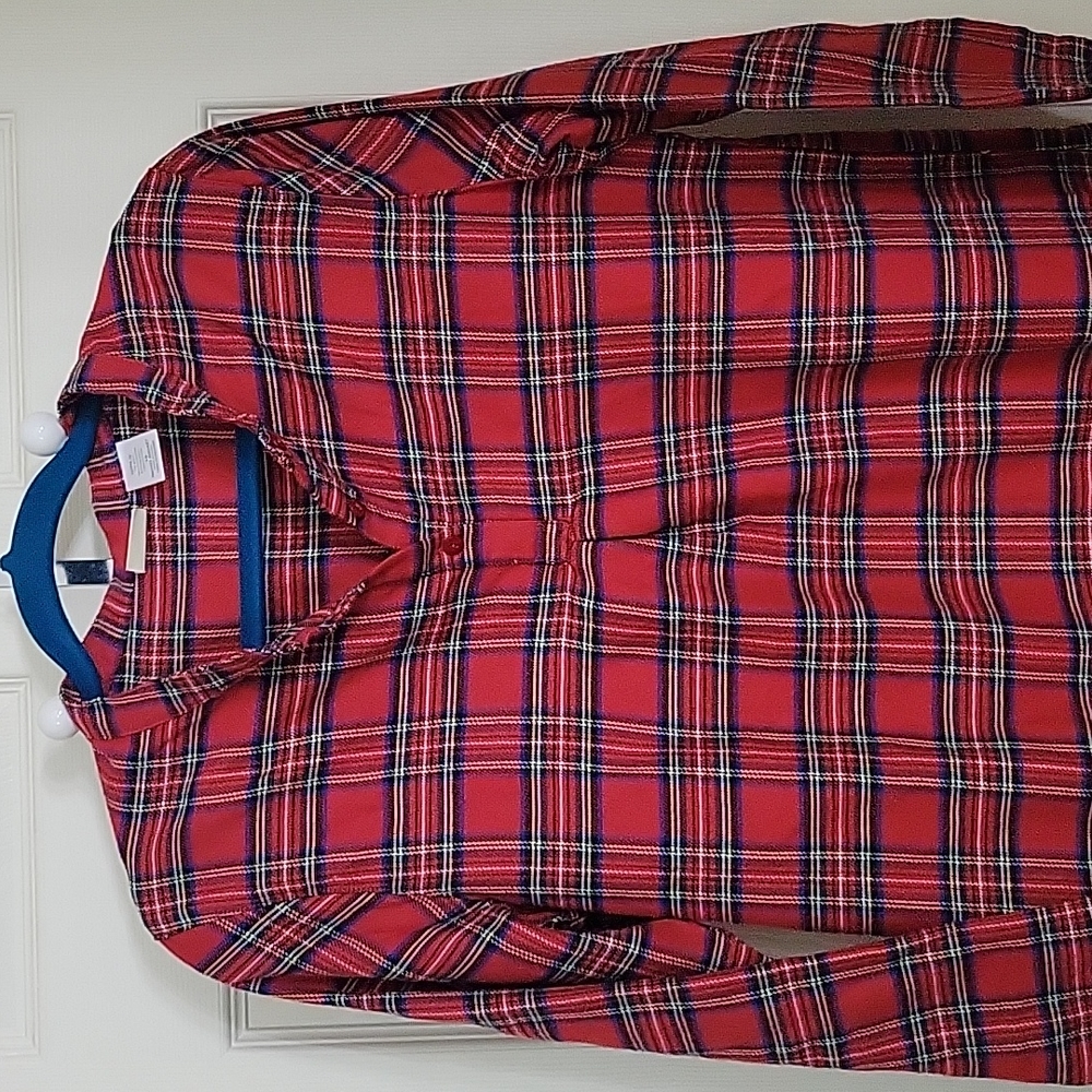 LL Bean Girl's Plaid Flannel Night Gown Size 16